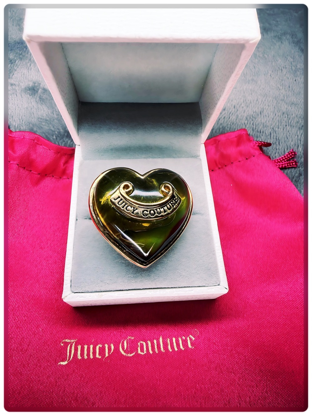 SOLD
RARE 💎Juicy Couture Gold Heart MOOD Ring with Logo💚🩵💙🧡❤️🩷